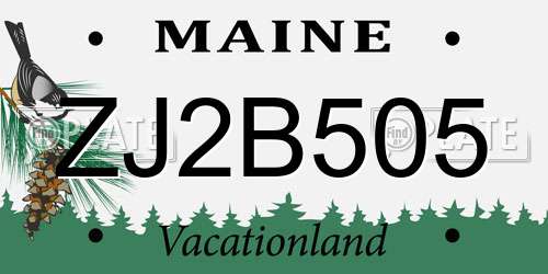 ZJ2B505 Maine License Plate