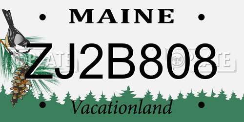 ZJ2B808 Maine License Plate
