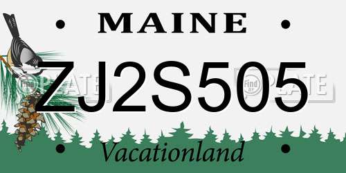 ZJ2S505 Maine License Plate