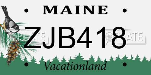 ZJB418 Maine License Plate