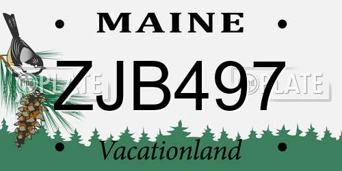 ZJB497 Maine License Plate