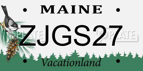 ZJGS27 Maine License Plate