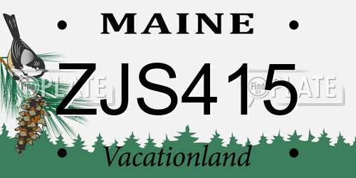 ZJS415 Maine License Plate