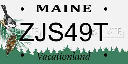 ZJS49T Maine License Plate