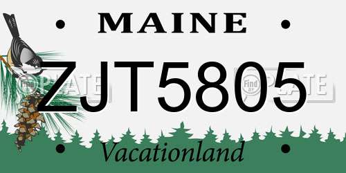 ZJT5805 Maine License Plate