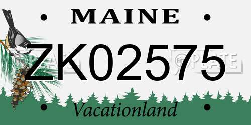ZK02575 Maine License Plate