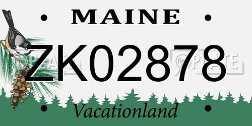 ZK02878 Maine License Plate