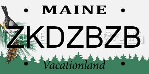 ZKDZBZB Maine License Plate