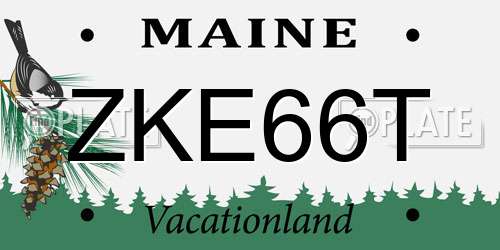 ZKE66T Maine License Plate