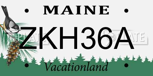 ZKH36A Maine License Plate