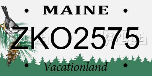 ZKO2575 Maine License Plate