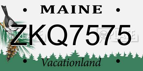 ZKQ7575 Maine License Plate
