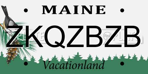 ZKQZBZB Maine License Plate