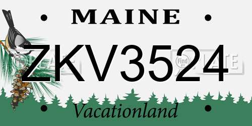 ZKV3524 Maine License Plate