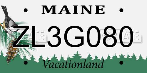 ZL3G080 Maine License Plate