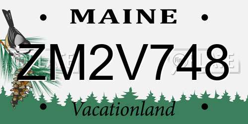 ZM2V748 Maine License Plate
