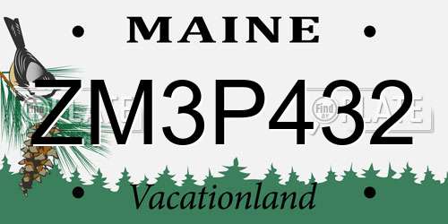 ZM3P432 Maine License Plate