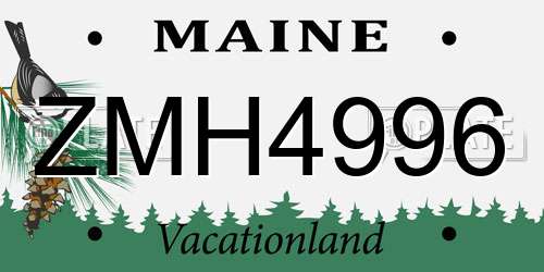 ZMH4996 Maine License Plate
