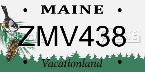 ZMV438 Maine License Plate