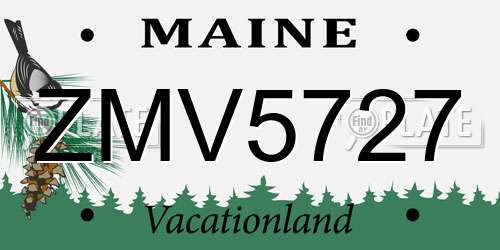 ZMV5727 Maine License Plate
