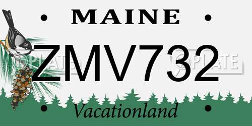 ZMV732 Maine License Plate