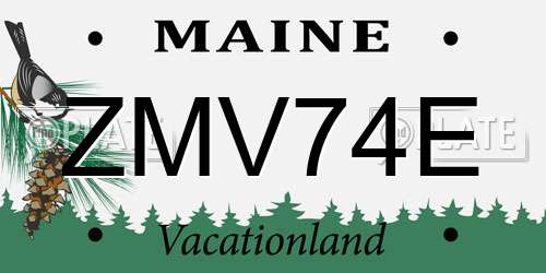 ZMV74E Maine License Plate