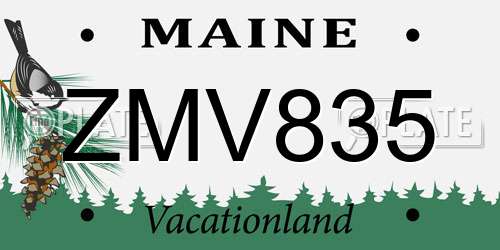 ZMV835 Maine License Plate