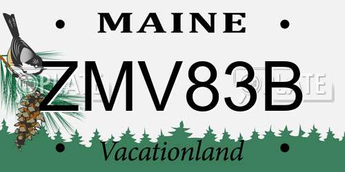 ZMV83B Maine License Plate