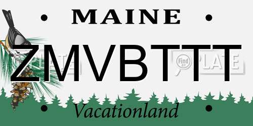 ZMVBTTT Maine License Plate