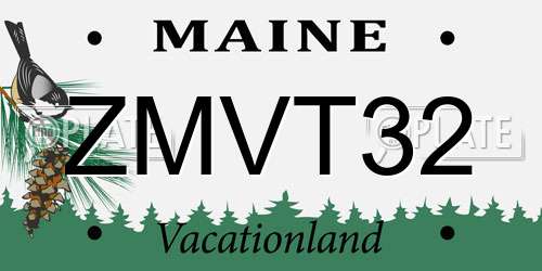 ZMVT32 Maine License Plate