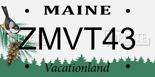 ZMVT43 Maine License Plate