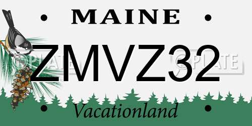 ZMVZ32 Maine License Plate