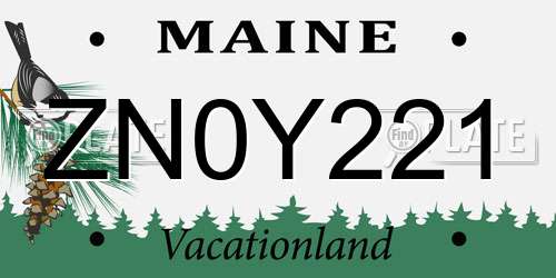 ZN0Y221 Maine License Plate