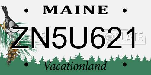 ZN5U621 Maine License Plate