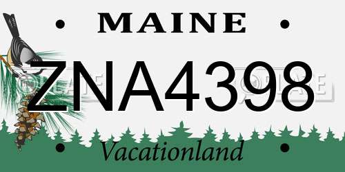 ZNA4398 Maine License Plate