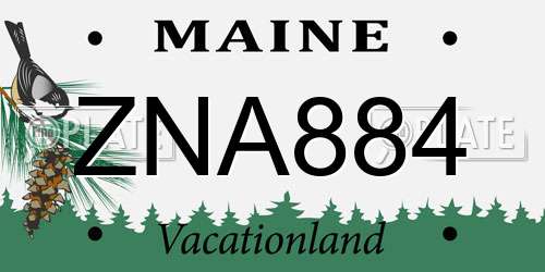 ZNA884 Maine License Plate