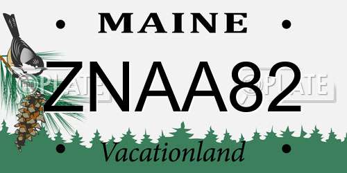 ZNAA82 Maine License Plate
