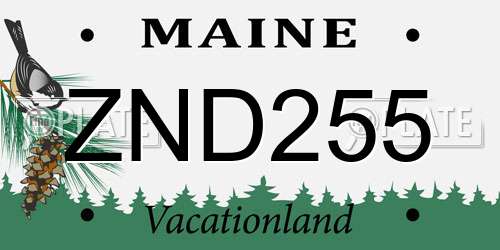 ZND255 Maine License Plate