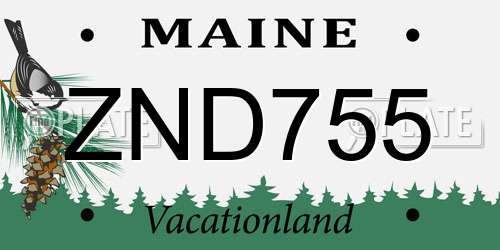 ZND755 Maine License Plate