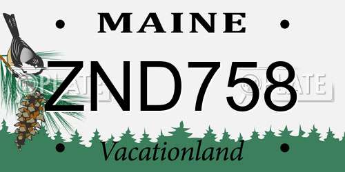 ZND758 Maine License Plate