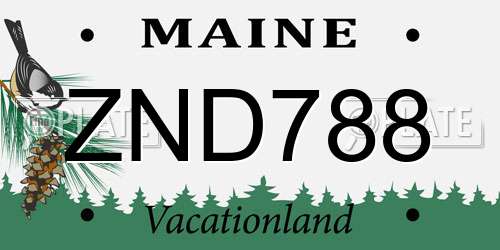 ZND788 Maine License Plate