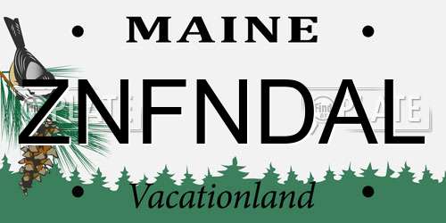ZNFNDAL Maine License Plate