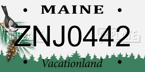 ZNJ0442 Maine License Plate