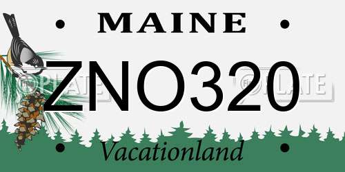 ZNO320 Maine License Plate