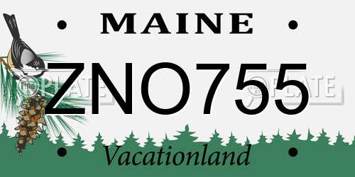 ZNO755 Maine License Plate