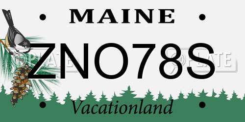 ZNO78S Maine License Plate