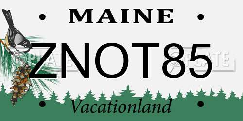 ZNOT85 Maine License Plate
