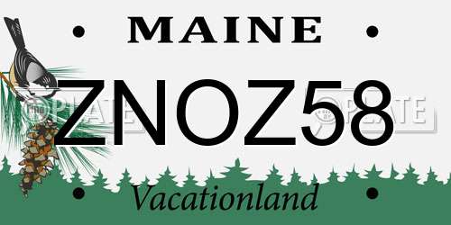 ZNOZ58 Maine License Plate