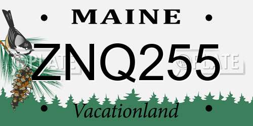 ZNQ255 Maine License Plate