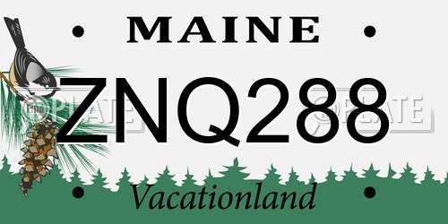 ZNQ288 Maine License Plate